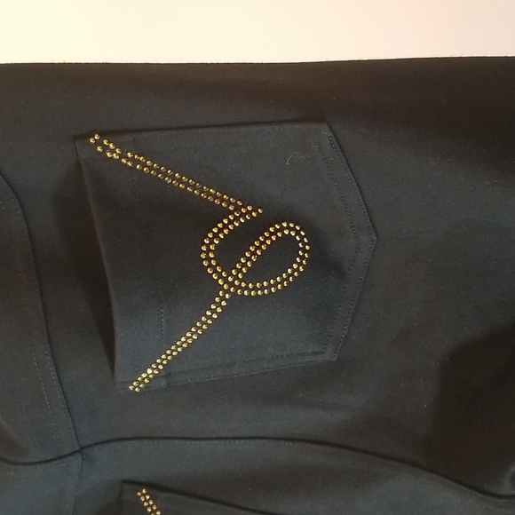 bebe faux 5 packet PDR Pants bling rhinestone gold sexy cute stretchy bottoms - Picture 3 of 7